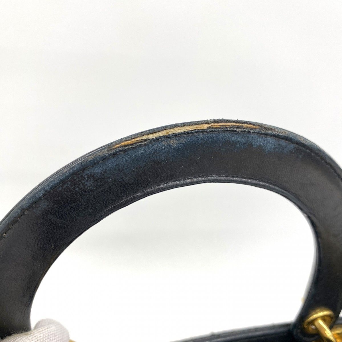 Dior Handbag Cannage Lady Leather Black Gold 2-Way — view 6