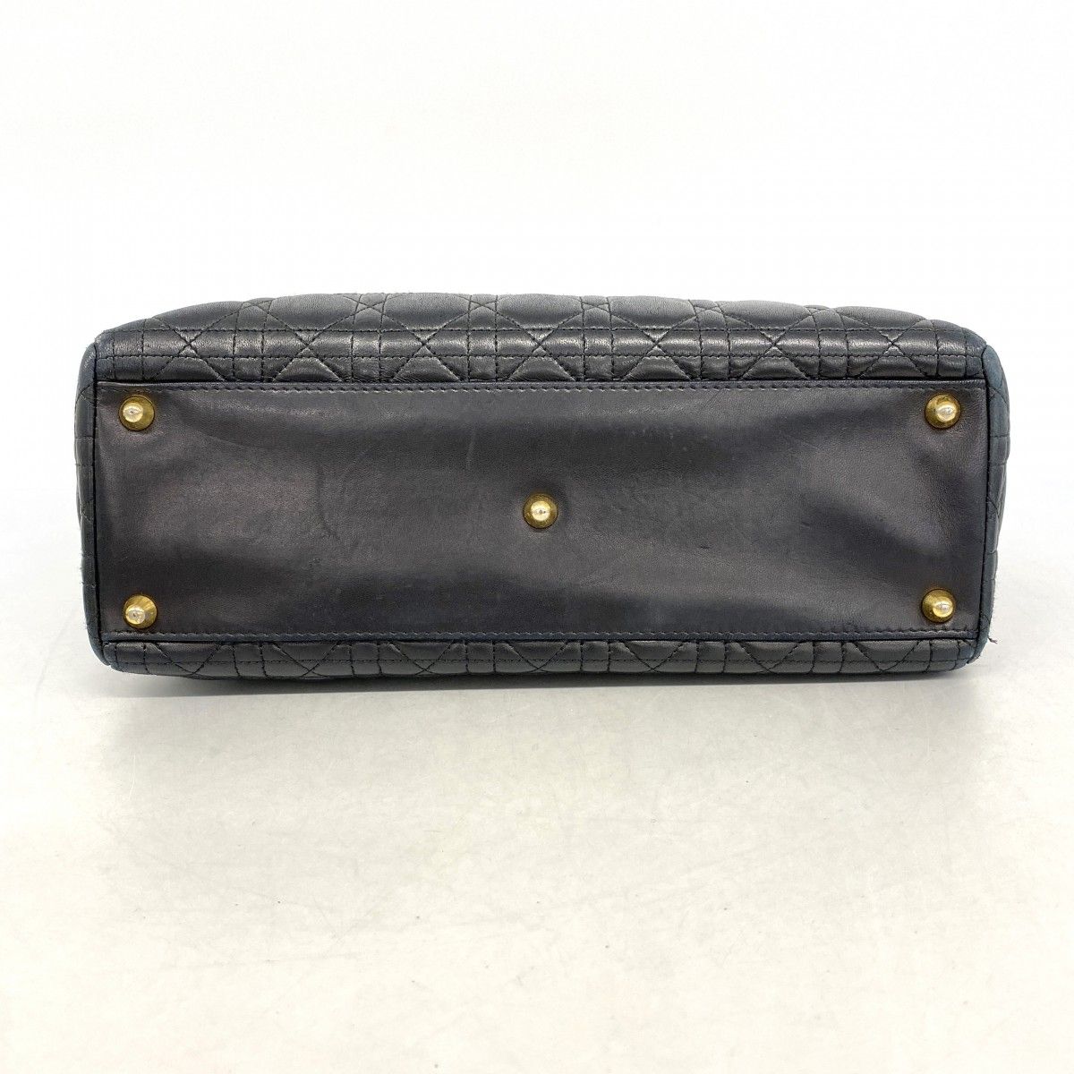 Dior Handbag Cannage Lady Leather Black Gold 2-Way — view 3