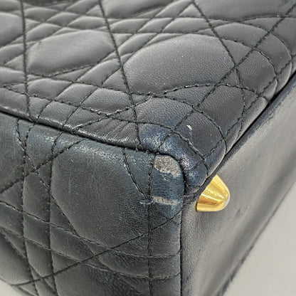 Dior Handbag Cannage Lady Leather Black Gold 2-Way — view 8
