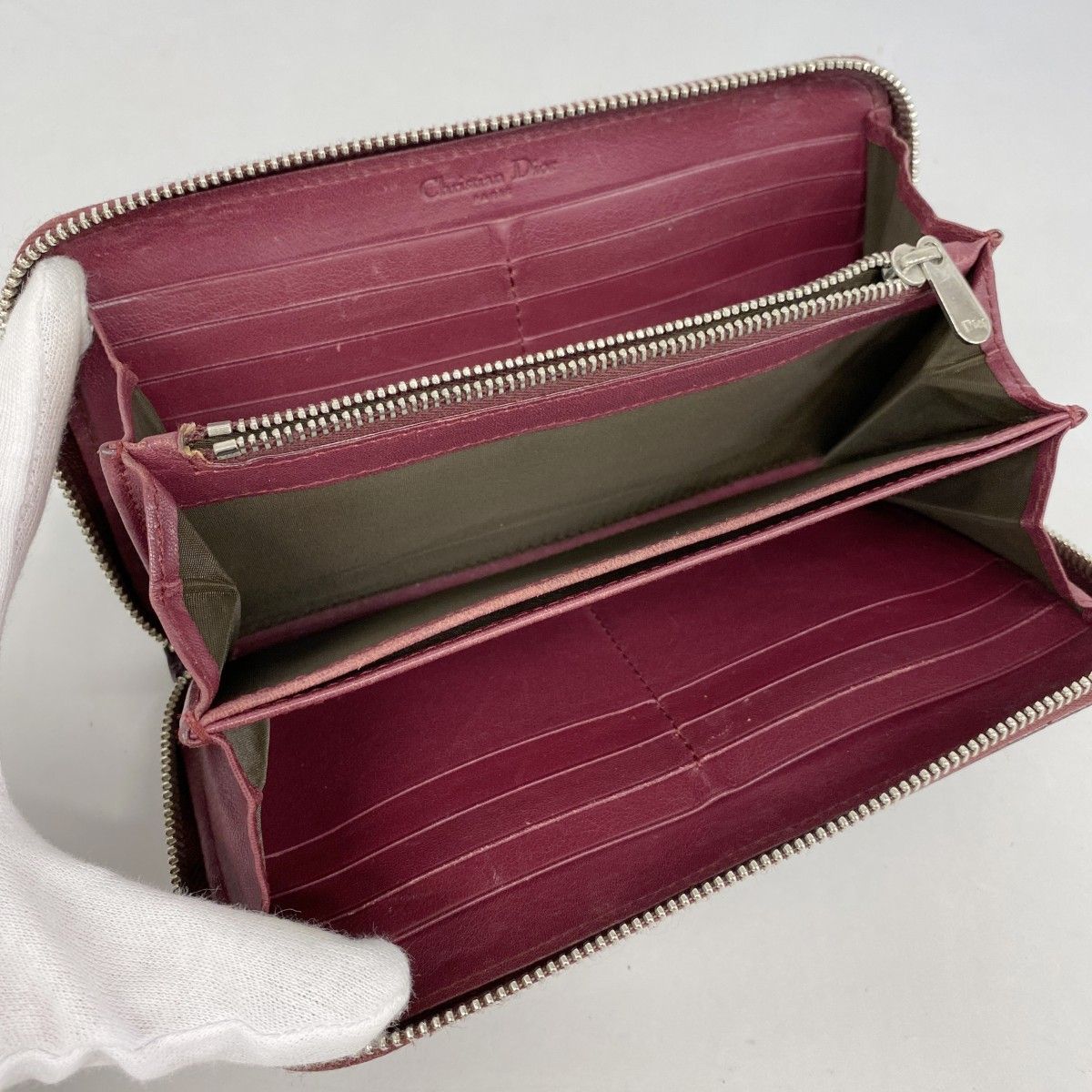 Dior Wallet Enamel Bordeaux Silver — view 3