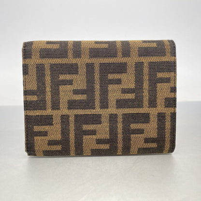 Fendi Trifold Wallet Zucca Nylon Canvas Brown Silver — view 8