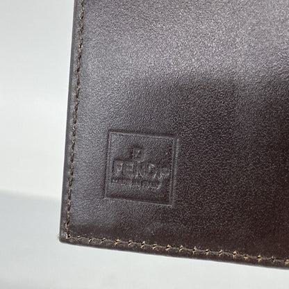 Fendi Trifold Wallet Zucca Nylon Canvas Brown Silver — view 4