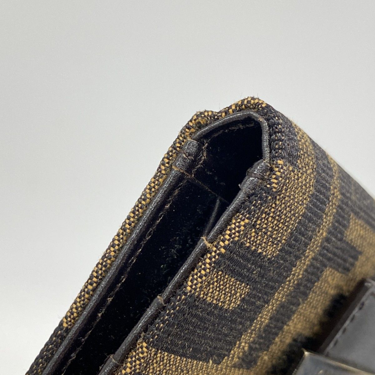 Fendi Trifold Wallet Zucca Nylon Canvas Brown Silver — view 5