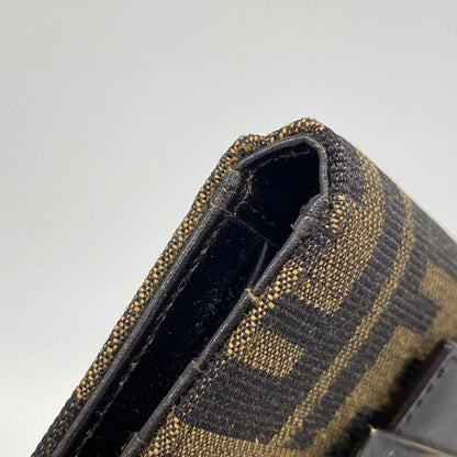 Fendi Trifold Wallet Zucca Nylon Canvas Brown Silver — view 5