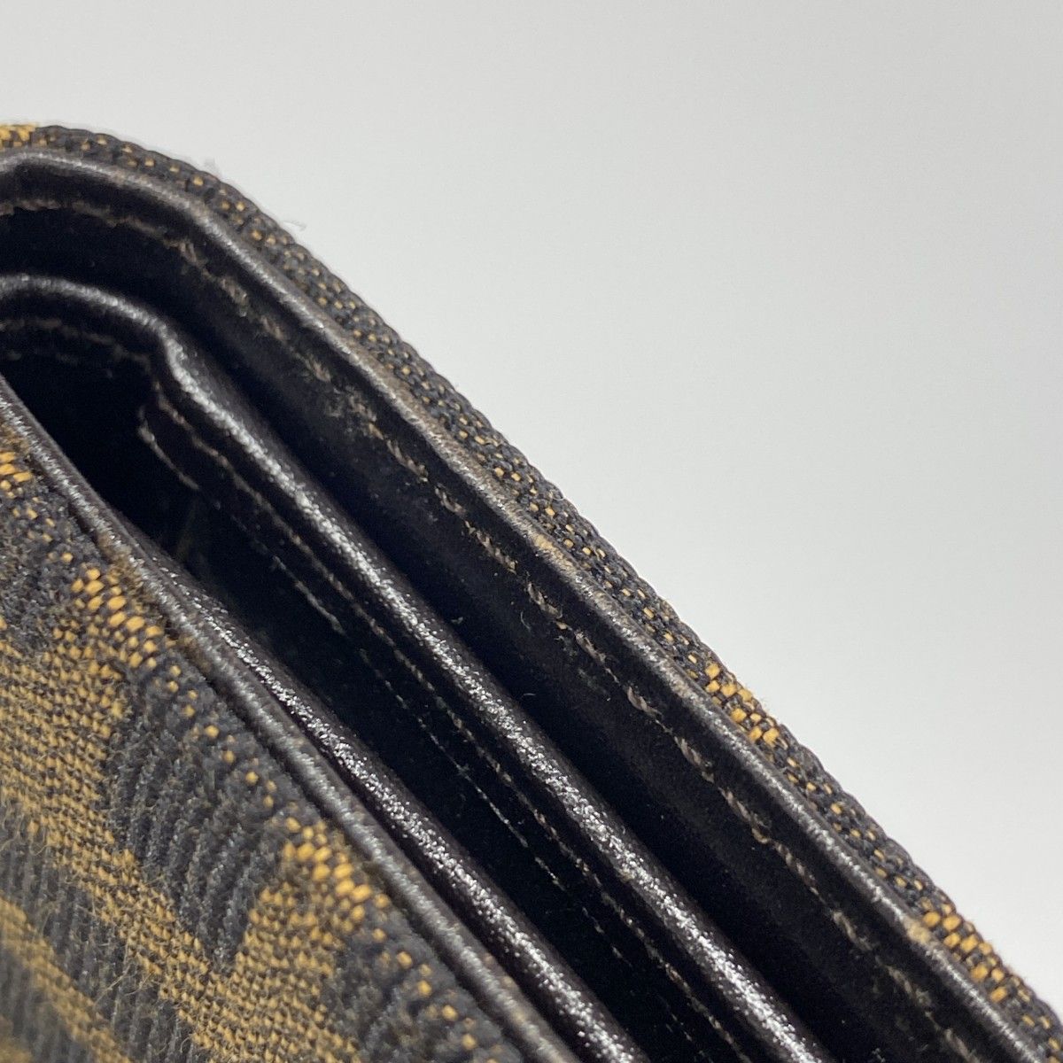 Fendi Trifold Wallet Zucca Nylon Canvas Brown Silver — view 6