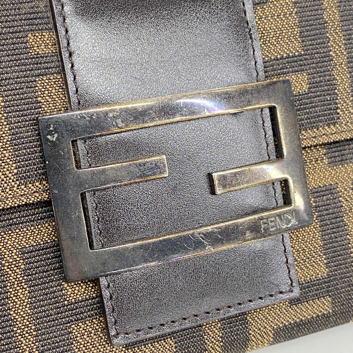 Fendi Trifold Wallet Zucca Nylon Canvas Brown Silver — view 7