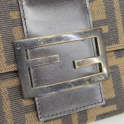 Fendi Trifold Wallet Zucca Nylon Canvas Brown Silver — view 7
