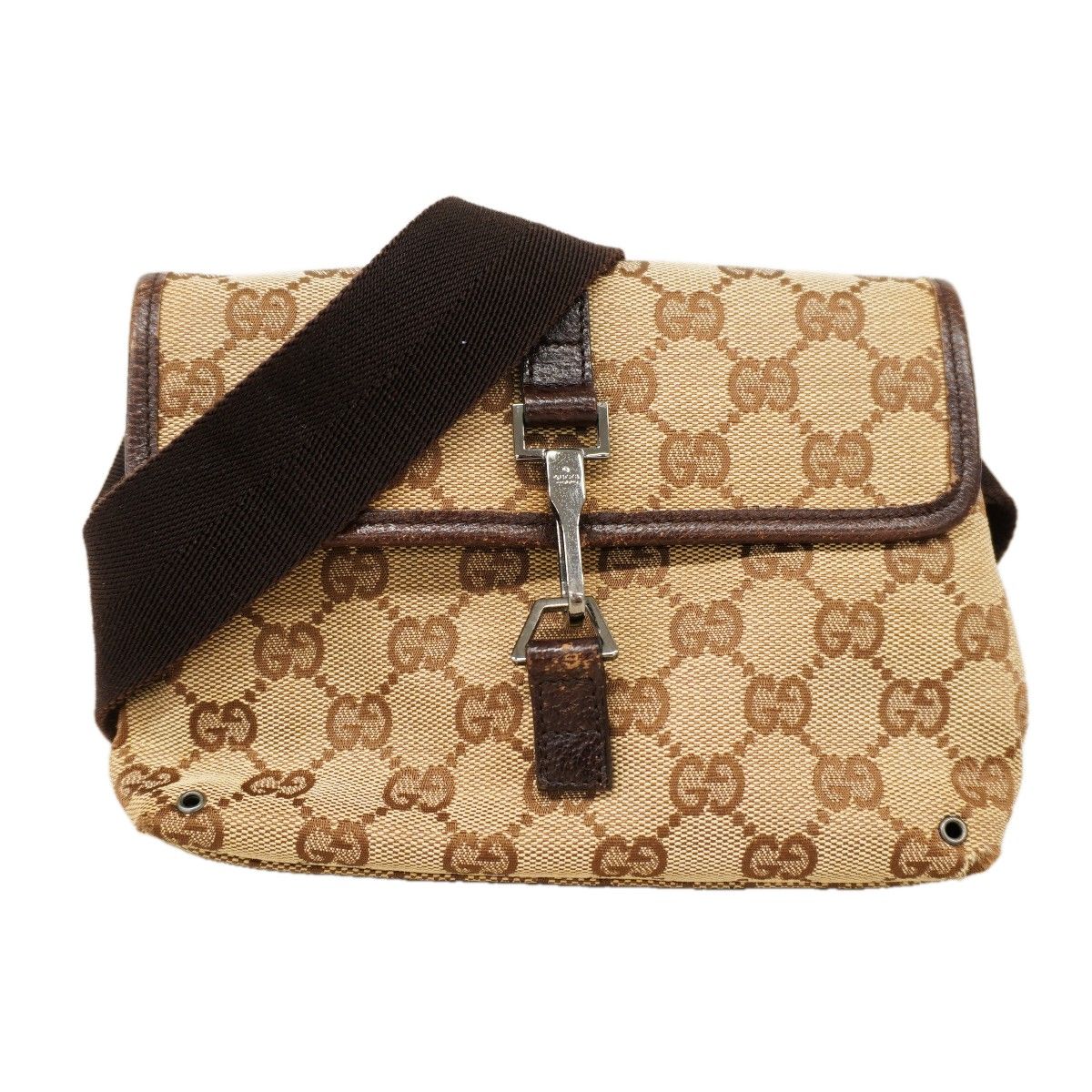 Gucci Waist Bag GG Canvas Brown Silver