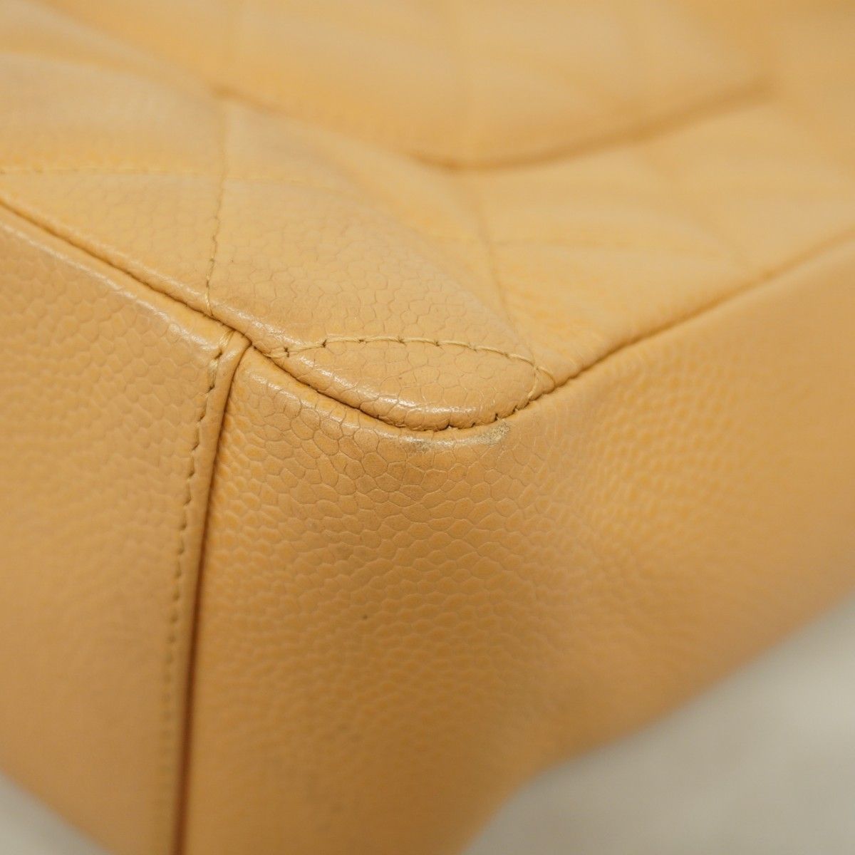 Chanel Chain Tote Quilted Caviar Leather Beige Gold — view 6