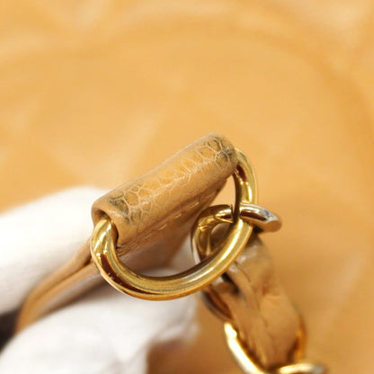 Chanel Chain Tote Quilted Caviar Leather Beige Gold — view 8