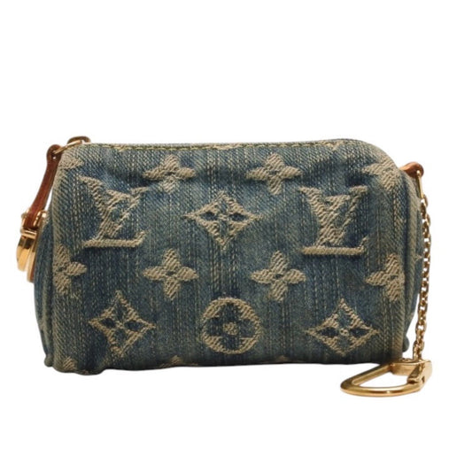 Louis Vuitton Monogram Denim Mini Trousse Speedy PM Strap Blue Handbag