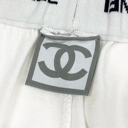 Chanel White Cotton Wide Knit Pants — view 7