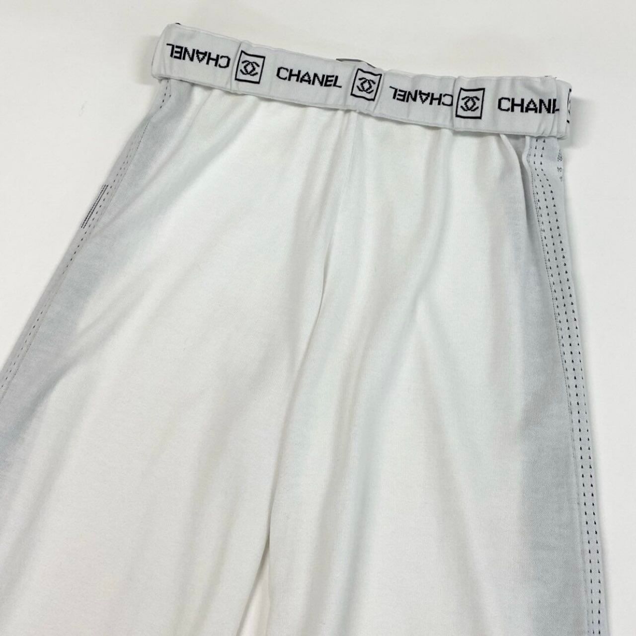 Chanel White Cotton Wide Knit Pants — view 3