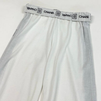 Chanel White Cotton Wide Knit Pants — view 3