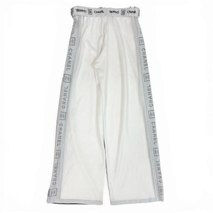 Chanel White Cotton Wide Knit Pants — view 2