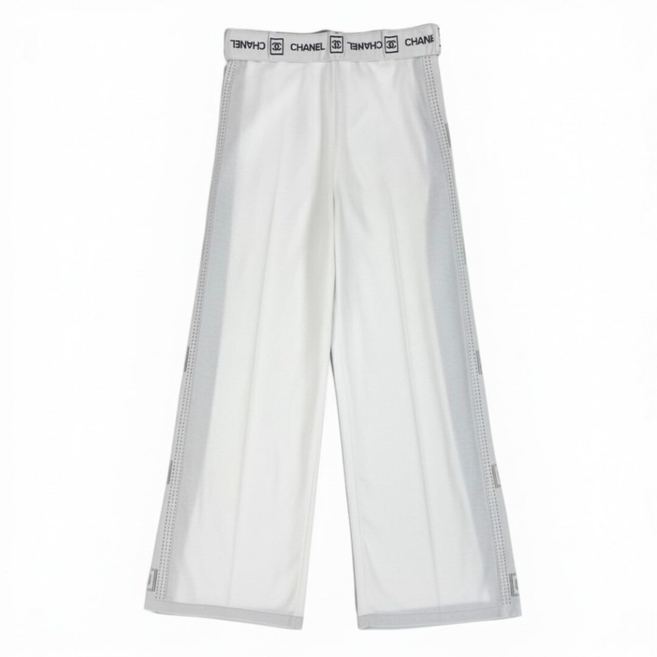 Chanel White Cotton Wide Knit Pants