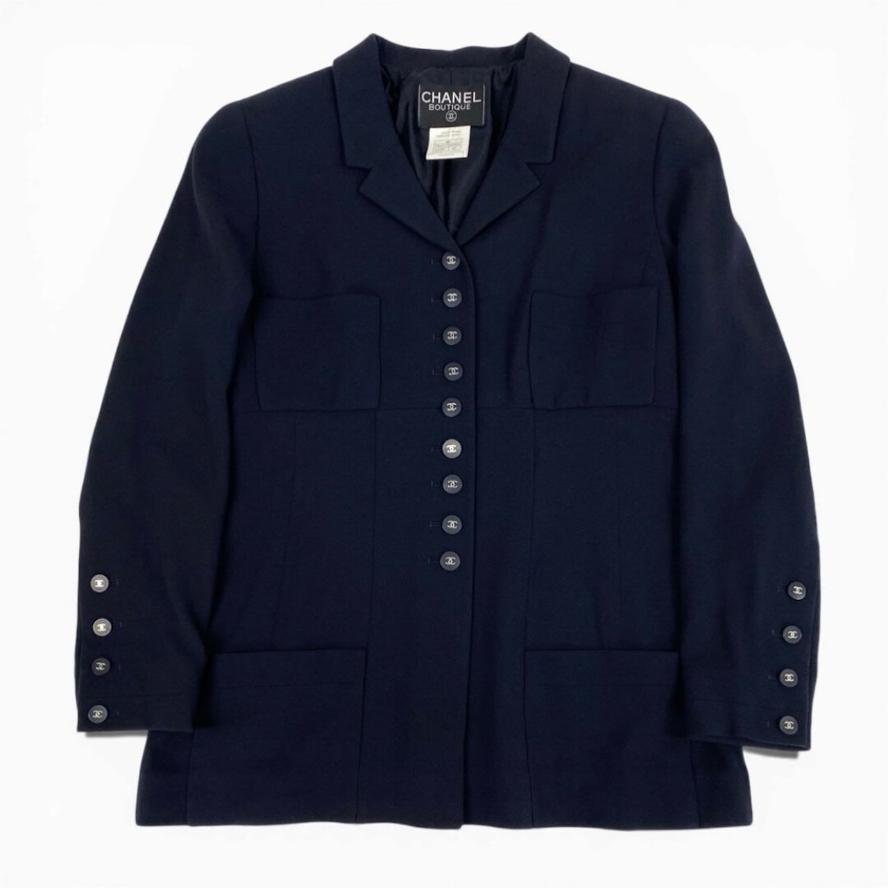 Chanel Boutique Navy Wool Tailored Jacket — view 2