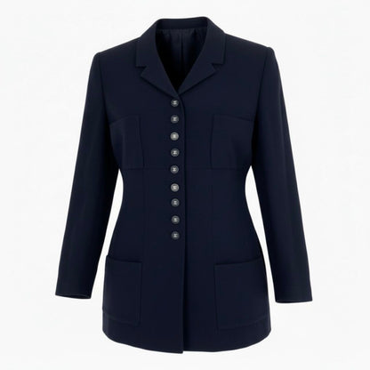 Chanel Boutique Navy Wool Tailored Jacket