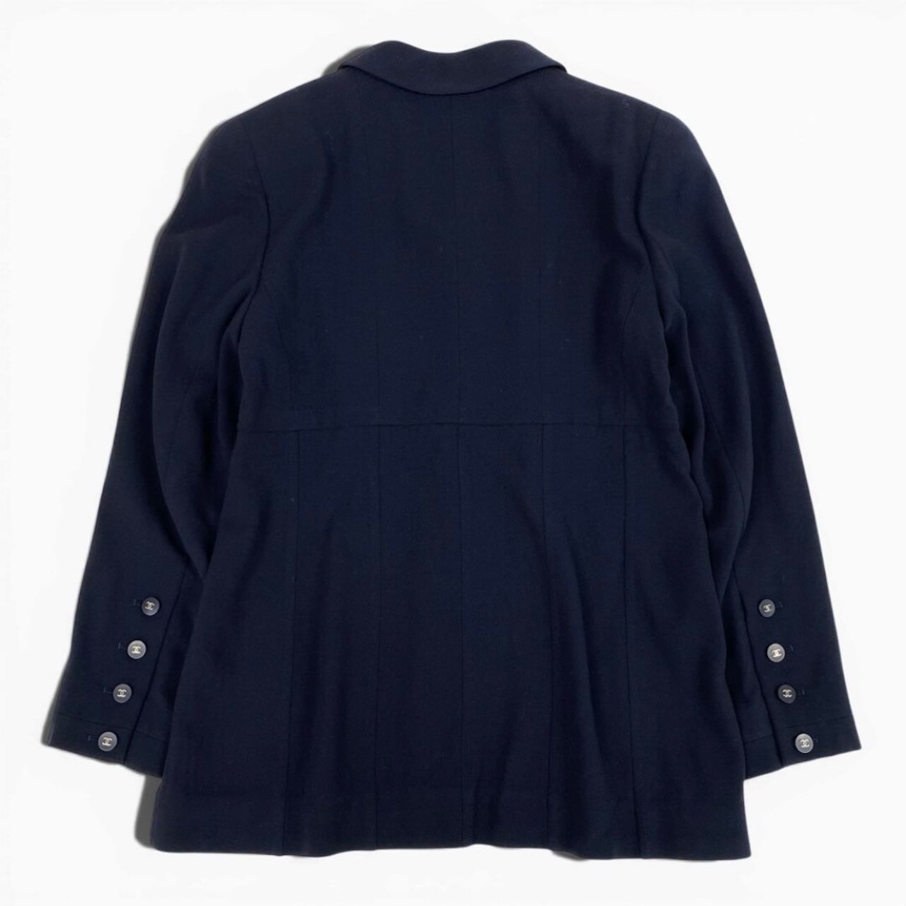 Chanel Boutique Navy Wool Tailored Jacket — view 4