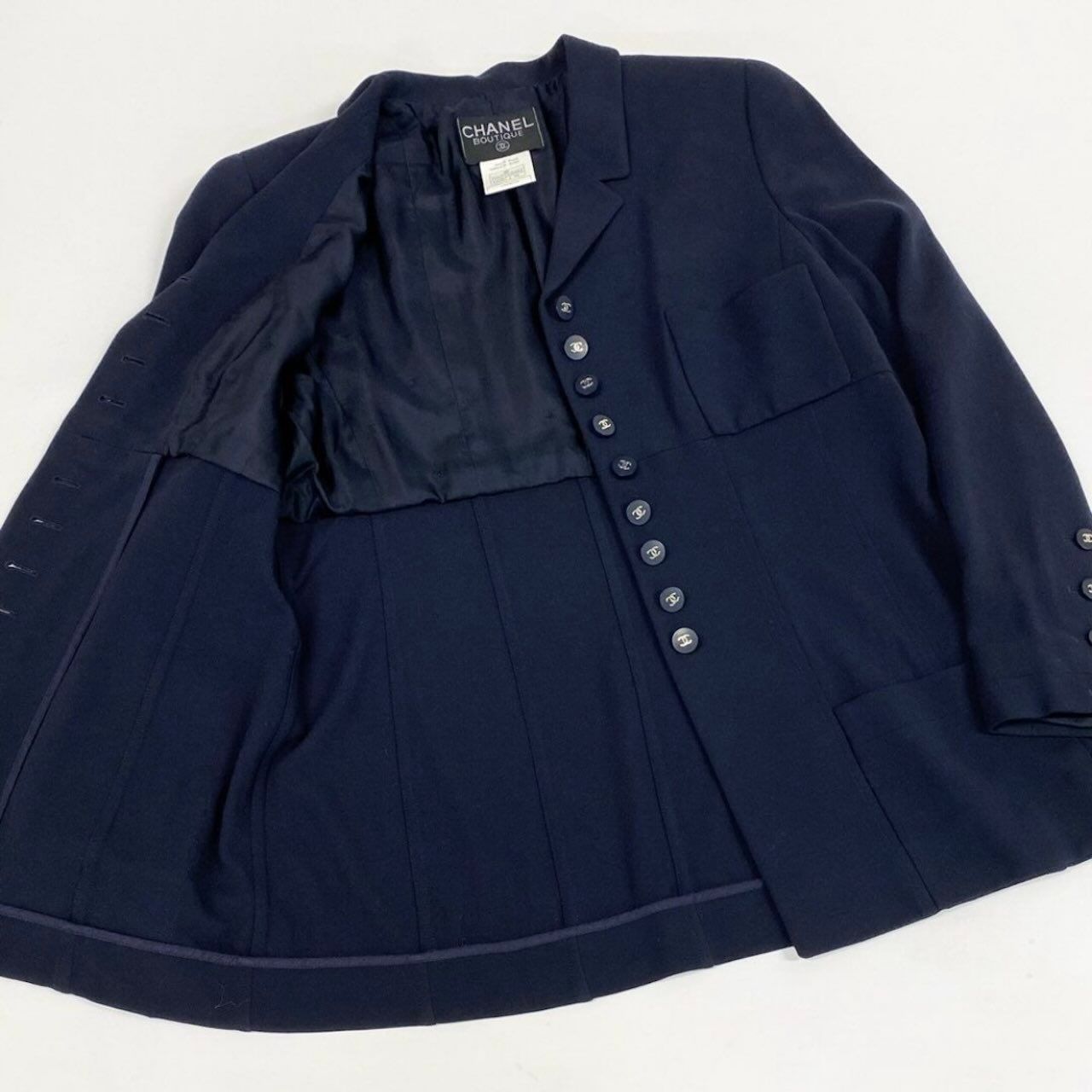 Chanel Boutique Navy Wool Tailored Jacket — view 3