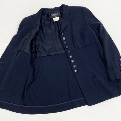 Chanel Boutique Navy Wool Tailored Jacket — view 3