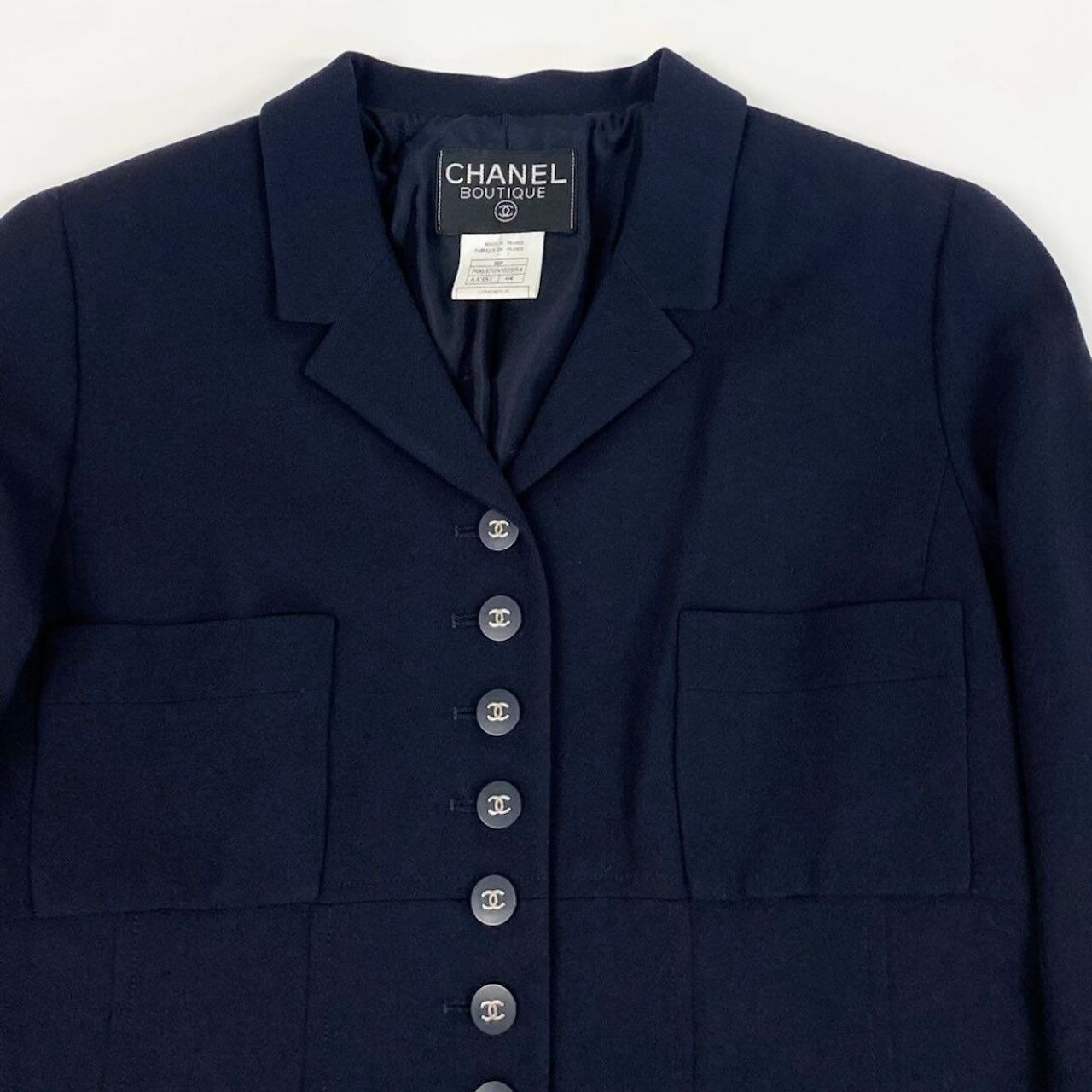 Chanel Boutique Navy Wool Tailored Jacket — view 5