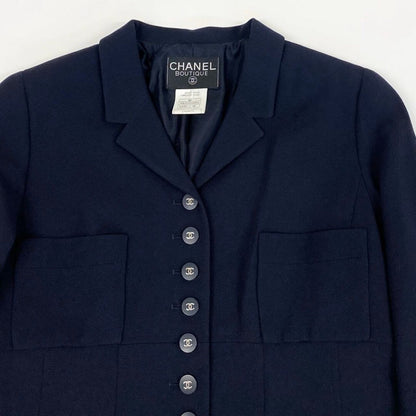 Chanel Boutique Navy Wool Tailored Jacket — view 5