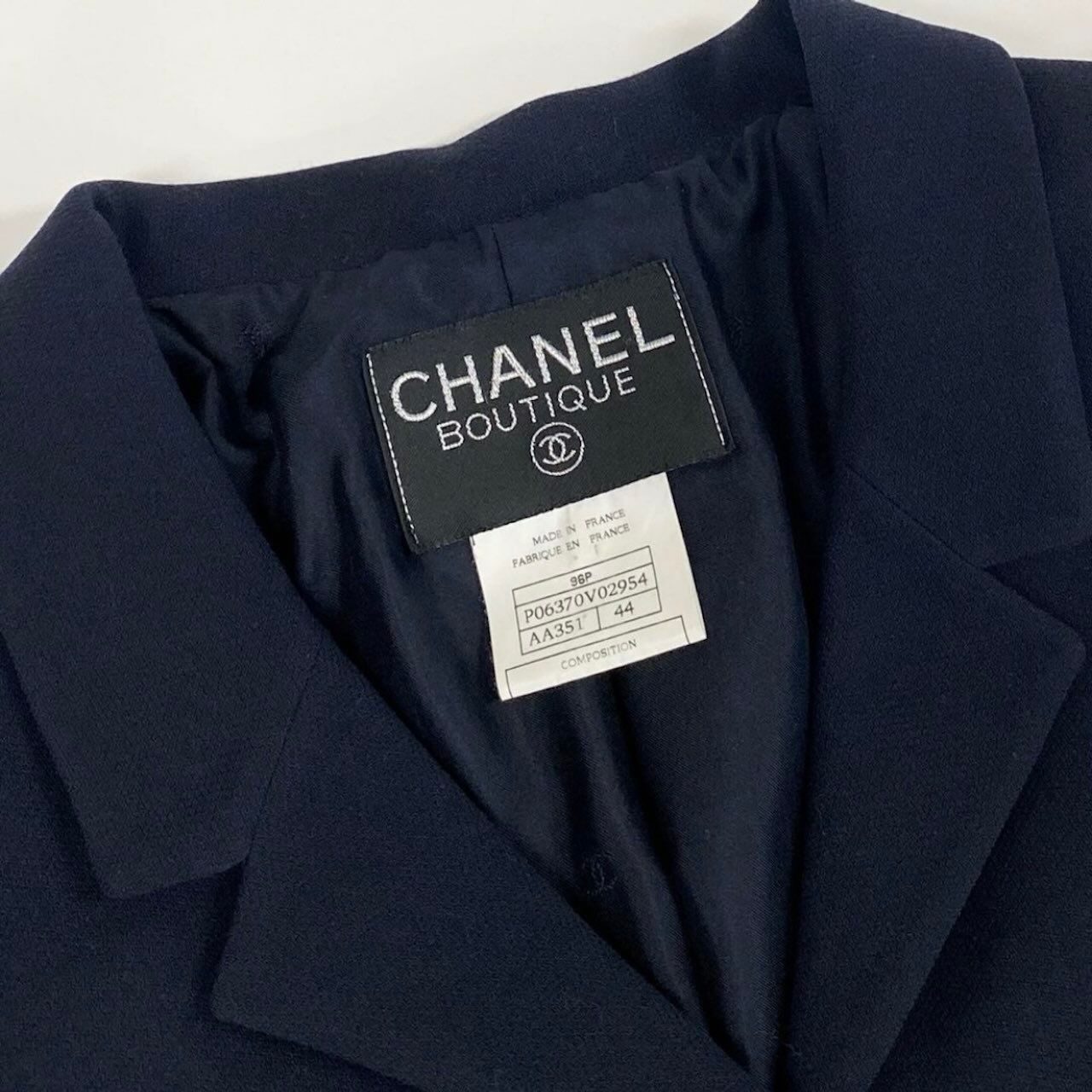 Chanel Boutique Navy Wool Tailored Jacket — view 8