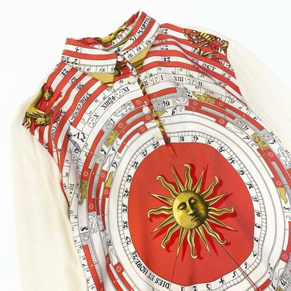 Hermes Dies ET Hore White Silk Cotton Polo — view 4