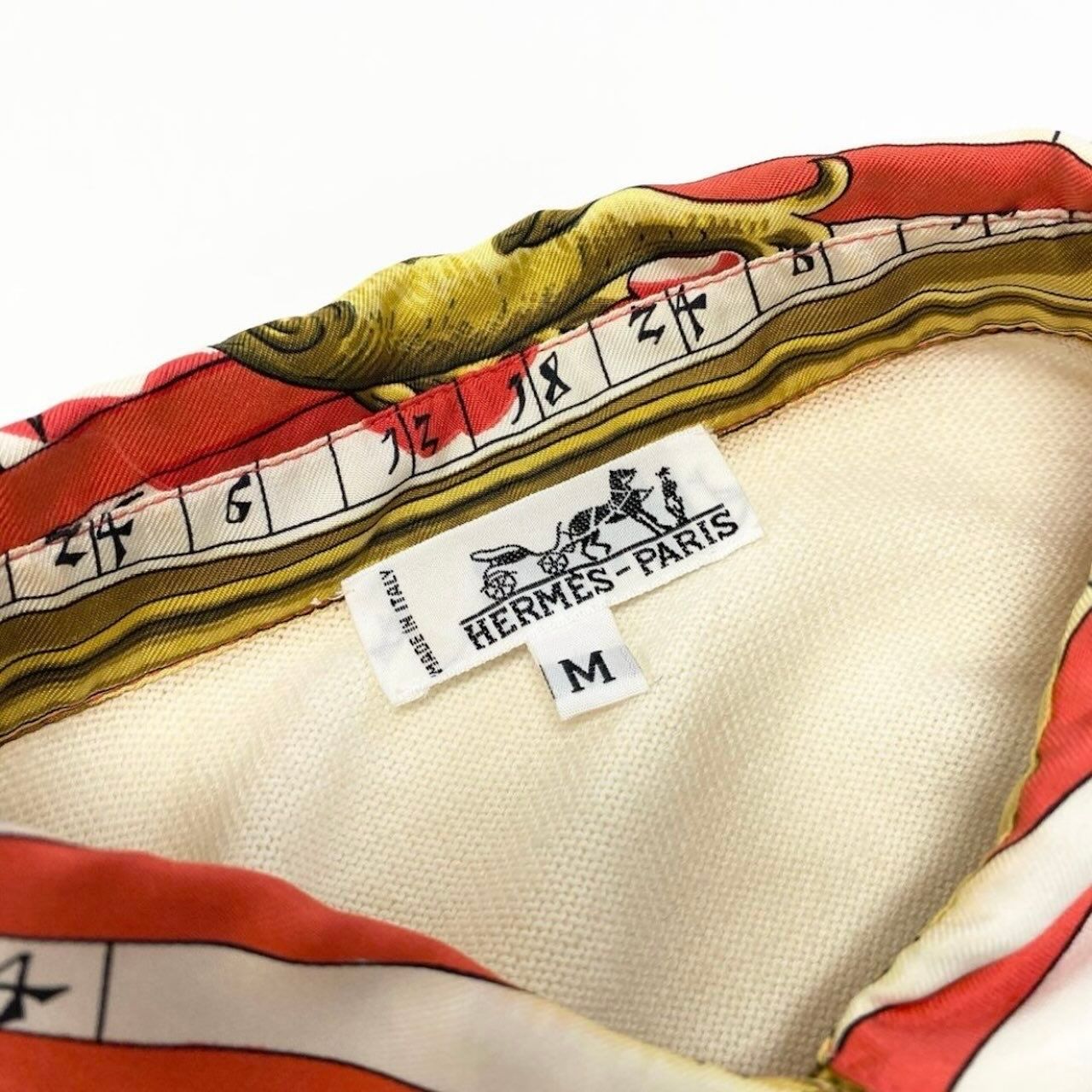 Hermes Dies ET Hore White Silk Cotton Polo — view 8