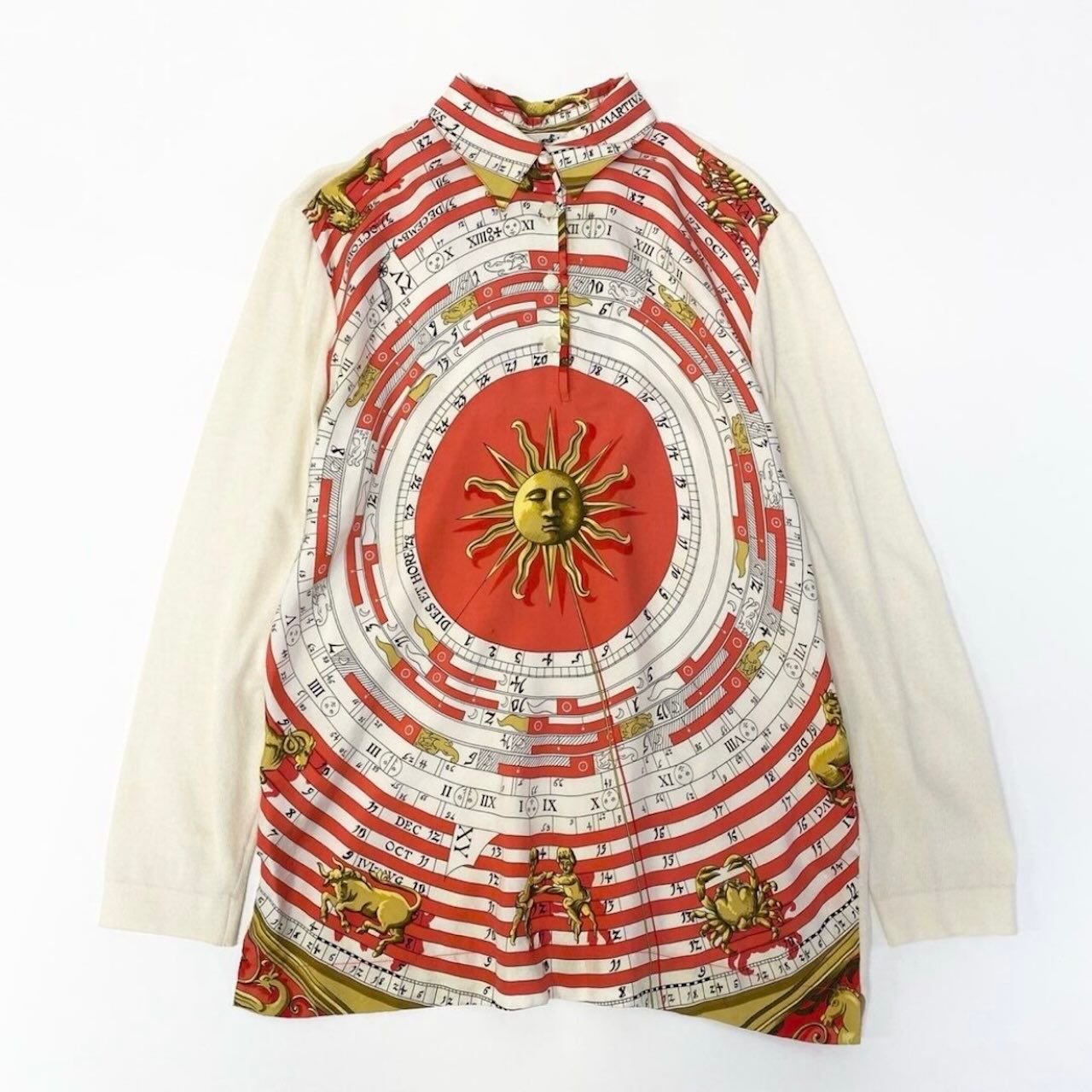 Hermes Dies ET Hore White Silk Cotton Polo — view 2
