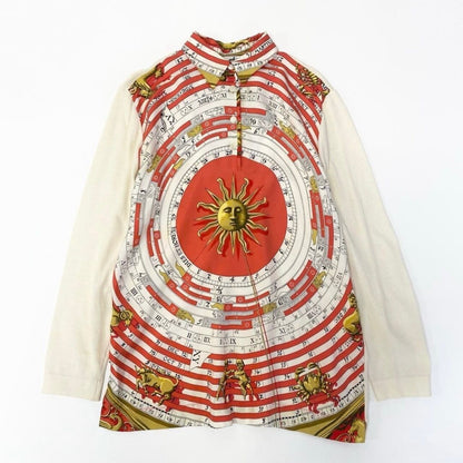 Hermes Dies ET Hore White Silk Cotton Polo — view 2
