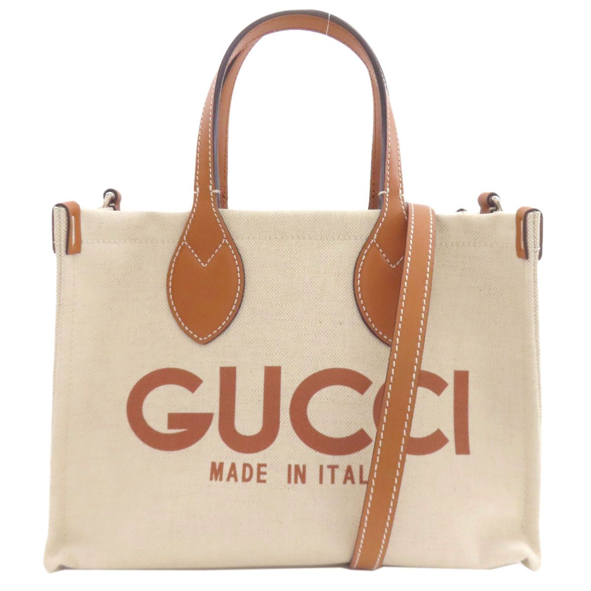 Gucci Print 2-Way Handbag Canvas