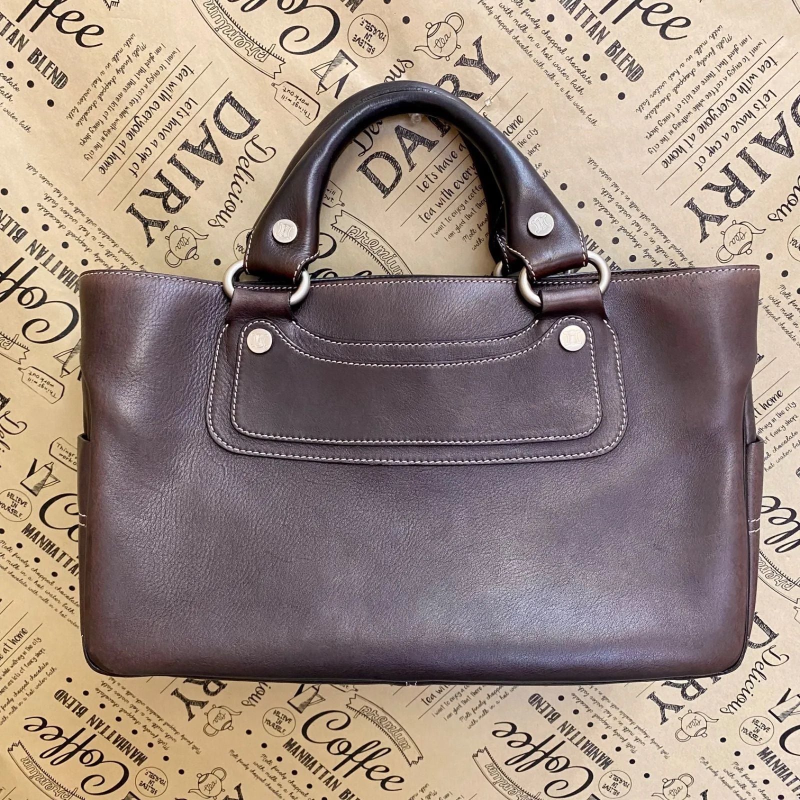 Celine Hand Tote Boogie Leather Brown — view 2