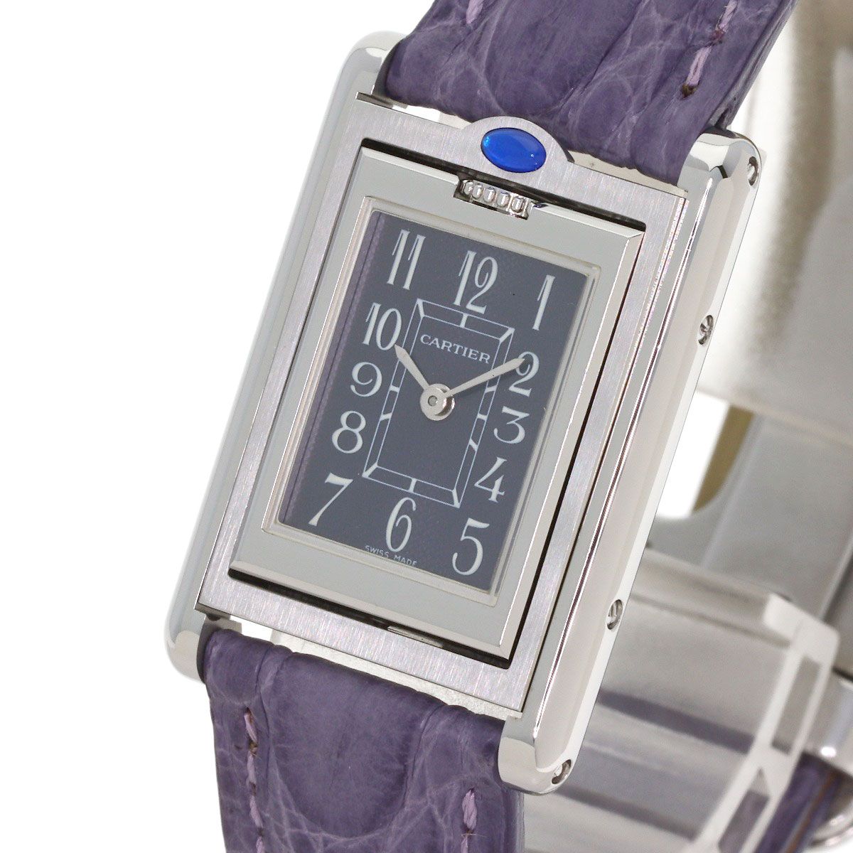 Cartier Tank Basculant Watch SS Leather — view 4