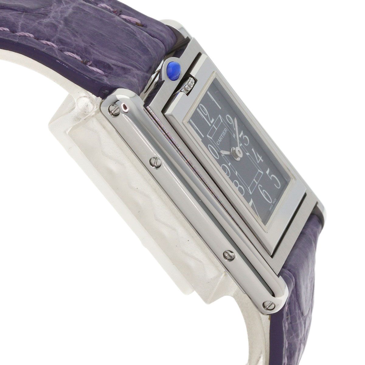 Cartier Tank Basculant Watch SS Leather — view 7