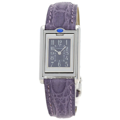 Cartier Tank Basculant Watch SS Leather