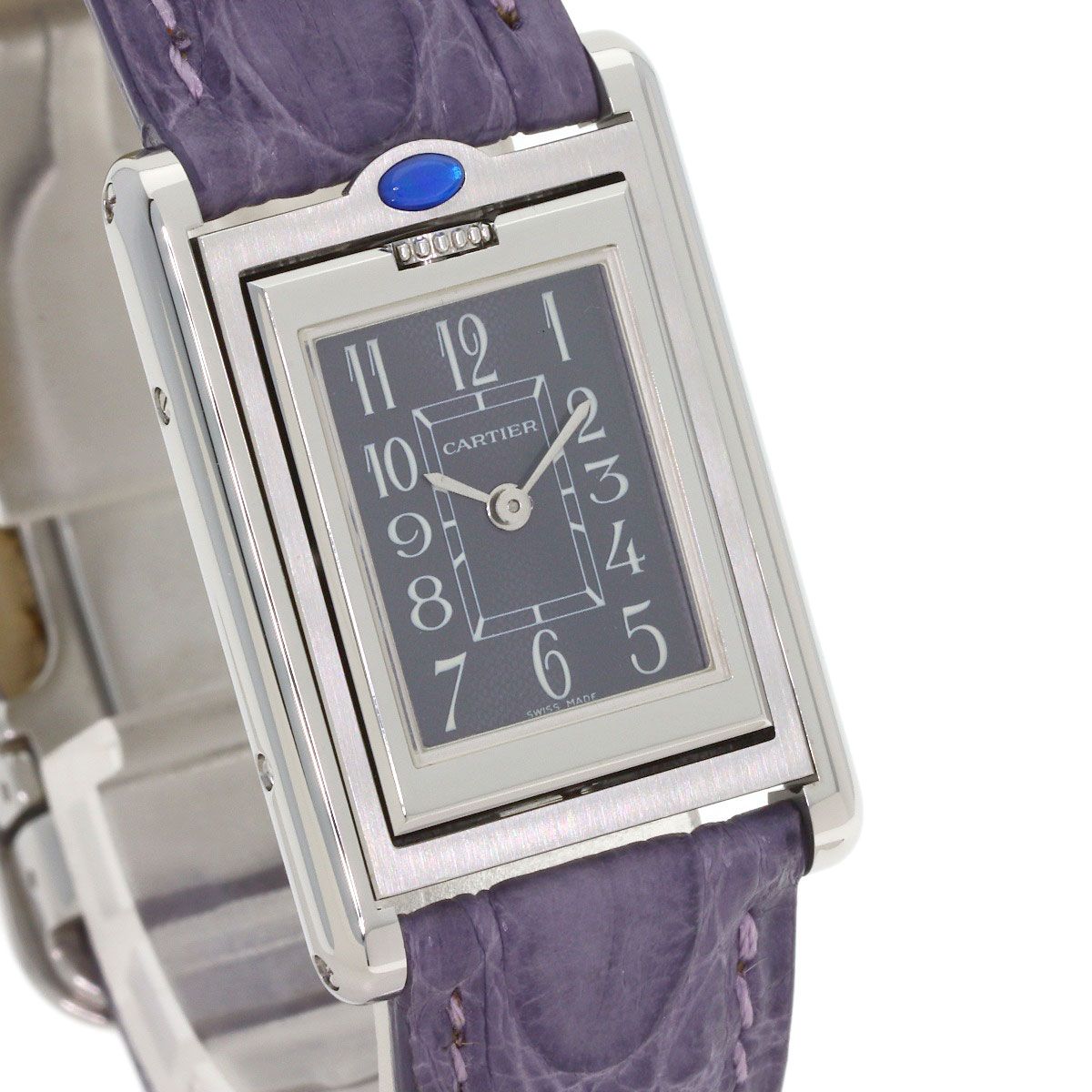 Cartier Tank Basculant Watch SS Leather — view 5