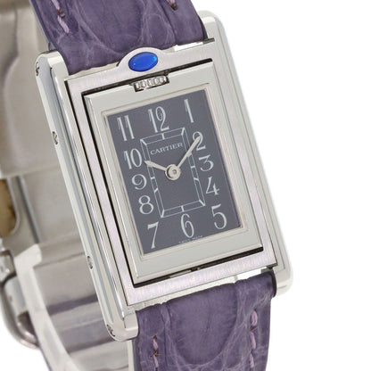 Cartier Tank Basculant Watch SS Leather — view 5
