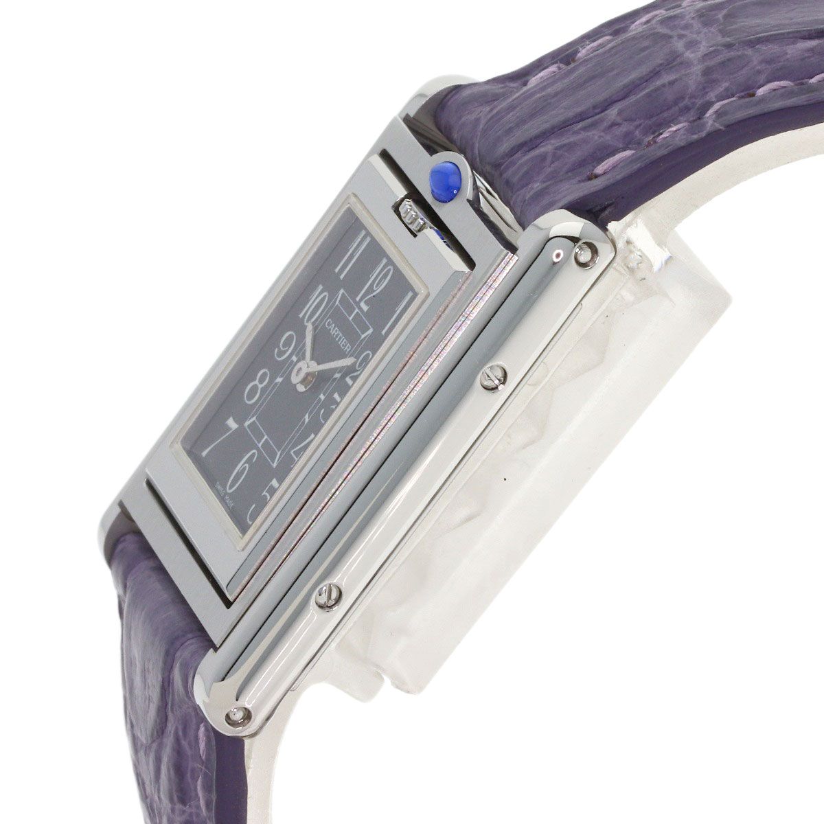 Cartier Tank Basculant Watch SS Leather — view 6