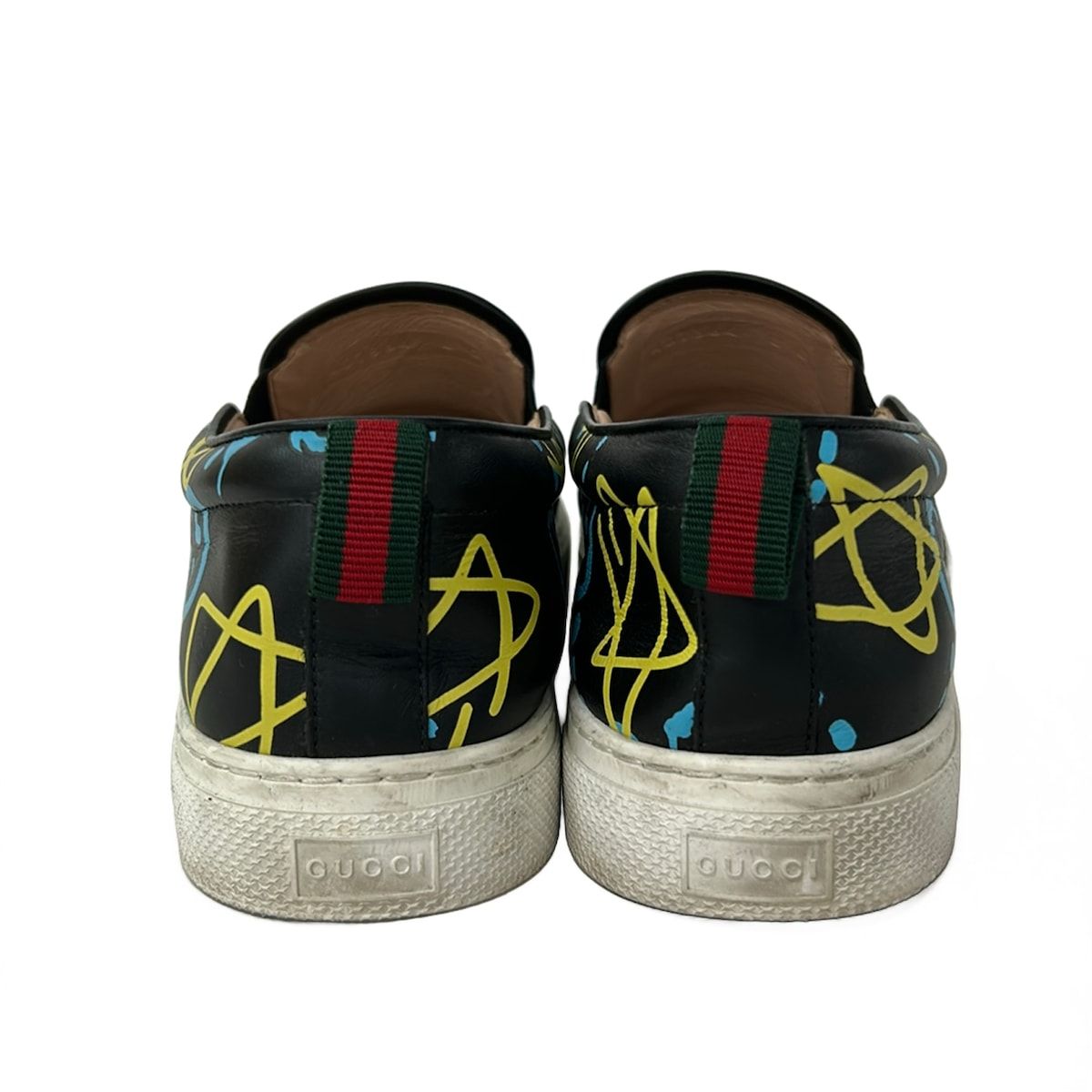 Gucci Slip Ons 8 C Ghost Black Light Blue Yellow Leather Slipper — view 3