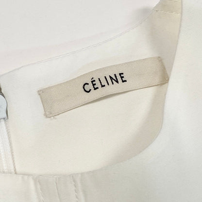 Celine Philo Phoebe Era Tunic Length Thick Blouse Half Sleeve 36 White — view 9