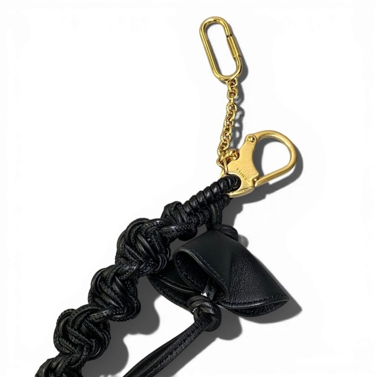 Celine Phoebe Philo Era Bag Charm Black Leather Key Holder — view 3