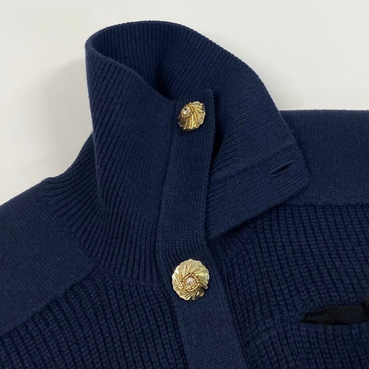 Louis Vuitton Jewel Button Sleeveless Cardigan Night Blue Wool Cashmere — view 6