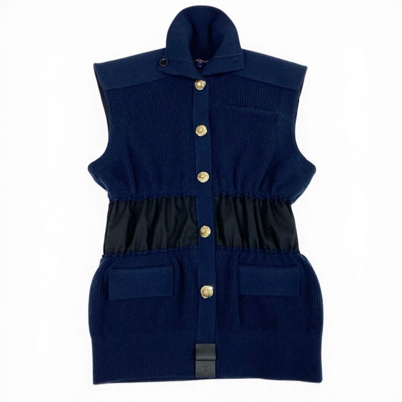 Louis Vuitton Jewel Button Sleeveless Cardigan Night Blue Wool Cashmere — view 2