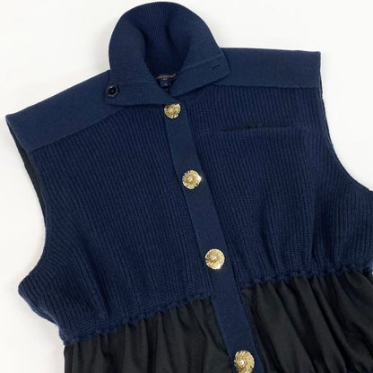 Louis Vuitton Jewel Button Sleeveless Cardigan Night Blue Wool Cashmere — view 5