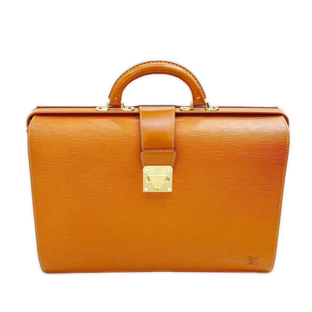 Louis Vuitton Business Bag Epi Serviette Fermoir with Key Solid Brown