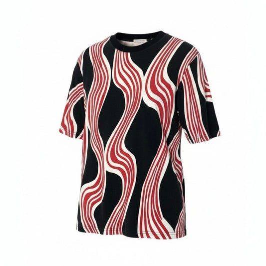 Moncler JW Anderson All Over Print SS Black Red Cotton Short Sleeve T-Shirt