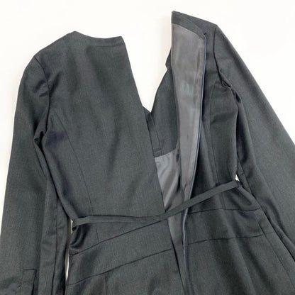 Celine Vintage Carriage Belt a Line Dress Gray Wool Rayon Polyurethane — view 6