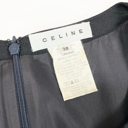 Celine Vintage Carriage Belt a Line Dress Gray Wool Rayon Polyurethane — view 9